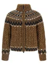 Moncler Indren Cable Knit High Collar Sweater In Brown