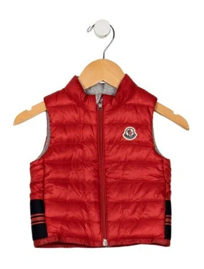 Pre-owned Moncler Babies' Infant Boys Branded Zip Closure Vest In Red
