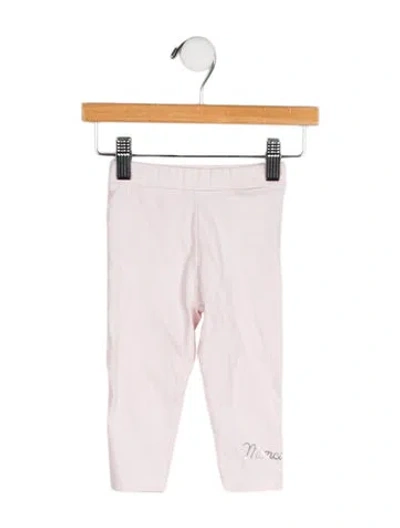 Pre-owned Moncler Babies' Infant Girls Logo Embroidered Leggings In Pink