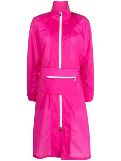 Moncler Logo-patch Lightweight Coat In Pink
