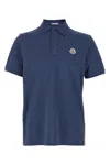 Moncler Blue Tricol-trimmed Pique Polo Shirt In Blue