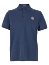 Moncler Blue Tricol-trimmed Pique Polo Shirt In Blue