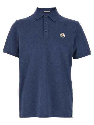 Moncler Blue Tricol-trimmed Pique Polo Shirt