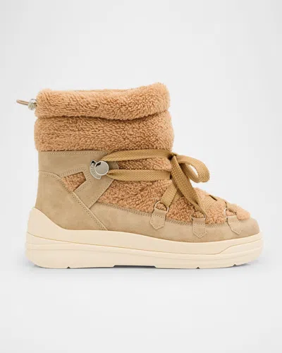 Moncler Insolux Fleece Snow Boots In Brown