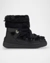 Moncler Insolux Leather Faux Fur Snow Boots In Black