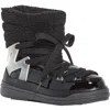 Moncler Insolux M Rubber-trimmed Fleece, Shell And Patent-leather Snow Boots In Black