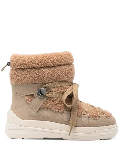Moncler Insolux Suede Snow Boots In Brown