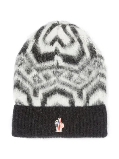 Moncler Intarsia-knit Beanie In White