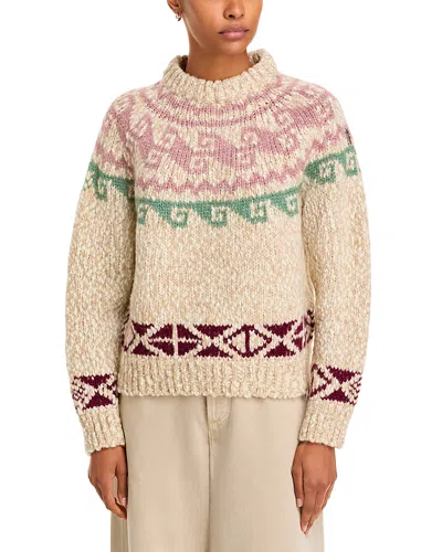 Moncler Intarsia Knit Crewneck Sweater In Neutral