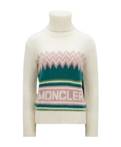 MONCLER LOGO WOOL POLO NECK JUMPER