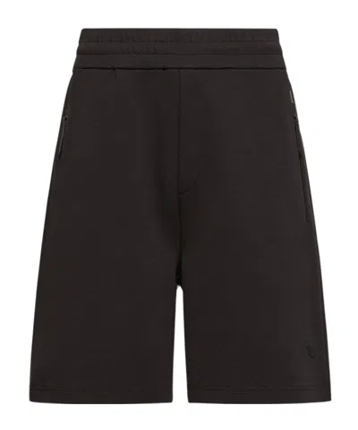 Moncler Interlock Cotton Blend Shorts In Black