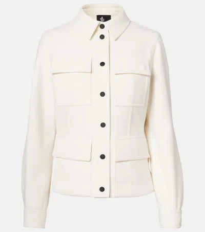 Moncler Collared Shirt Jacket Featuring Long Sleeves In White