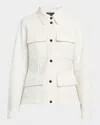 Moncler Collared Shirt Jacket Featuring Long Sleeves In White