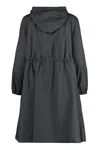 Moncler Ioudith Hooded Techno Fabric Raincoat In Black