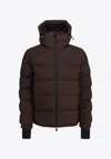 Moncler Chocolate Nylon Isorno Down Jacket In Brown