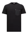 Moncler T-shirt En Coton Et Denim Avec Poche In Midnight Blue