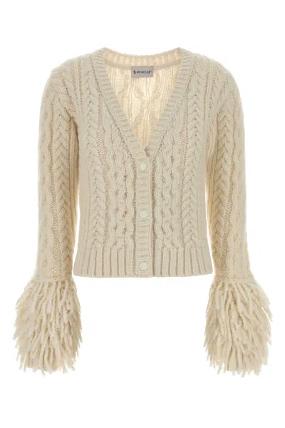Moncler Ivory Alpaca Blend Cardigan In Neutral