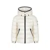 Moncler Ivory Bady Down Jacket For Girl With Logo In Ivory