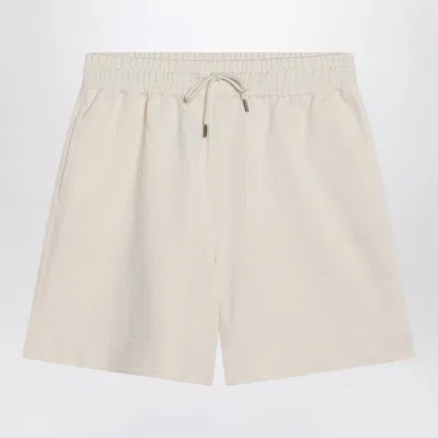 MONCLER MONCLER IVORY COTTON BERMUDA SHORTS
