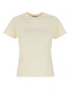 Moncler Cotton T-shirt With Patch And Rhinestone Detail In Gold