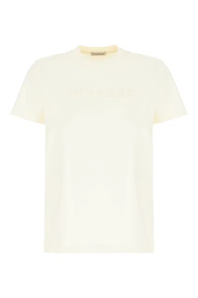 Moncler Ivory Cotton T-shirt In Neutral