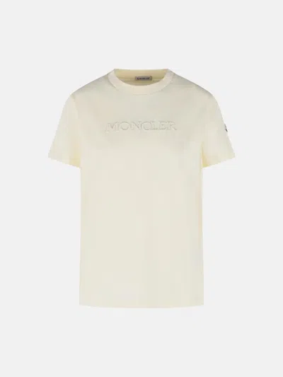 Moncler Kids' Ivory Cotton T-shirt In Neutral