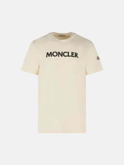 Moncler Ivory Cotton T-shirt In Neutral