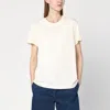 Moncler Ivory Cotton T-shirt With Logo In White