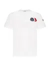 Moncler Cotton T-shirt With Ribbed Crew Neck And Signature Logo Patches In White