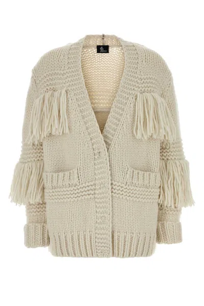 MONCLER IVORY CROCHET OVERSIZE CARDIGAN