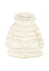 Moncler Ivory Dufar Down Jacket For Baby Girl With Logo In Neutral