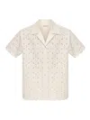 Moncler Ivory Embroidered Cotton-blend Shirt In White