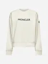 Moncler Womens White Brand-embroidery Round-neck Cotton-jersey Sweatshirt Xs