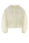 Moncler Giubbino Curton In Nylon Avorio  Donna In 034