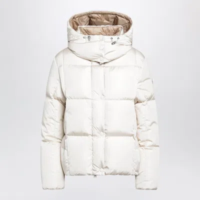 Moncler Ivory Nylon Down Jacket In Neutral