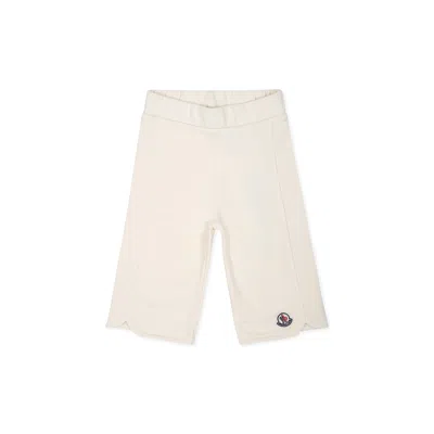 Moncler Ivory Pants For Baby Girl With Logo Patch