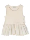 Moncler Kids' Ivory Peplum Top With Logo In White
