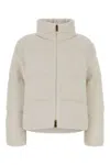 Moncler Ivory Polyester Blend Mornas Down Jacket In Neutral