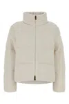 Moncler Ivory Polyester Blend Mornas Down Jacket In White