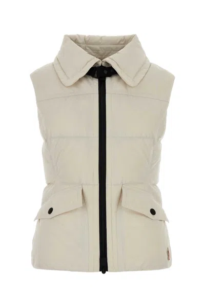 MONCLER IVORY POLYESTER SLEEVELESS HALLAINE DOWN JACKET
