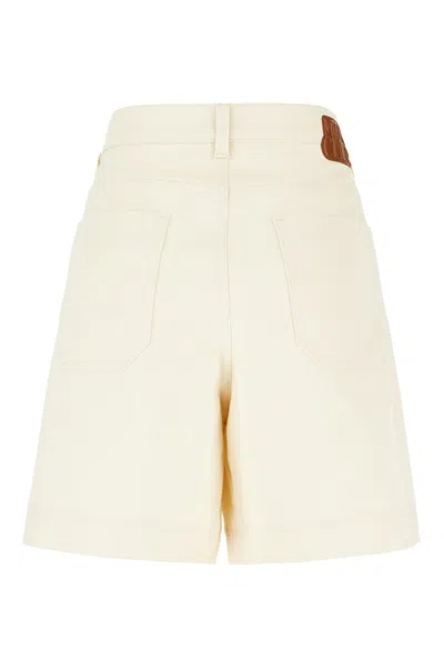 MONCLER IVORY STRETCH COTTON BERMUDA SHORTS