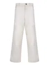 Moncler Mens Ivory Drawstring Two-slip-pockets Wide-leg Relaxed-fit Cotton-blend Trousers In 33
