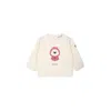 Moncler Ivory Sweatshirt For Baby Girl With Bear And Logo In Ivory