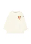 Moncler Ivory T-shirt For Baby Boy With Teddy Bear In White