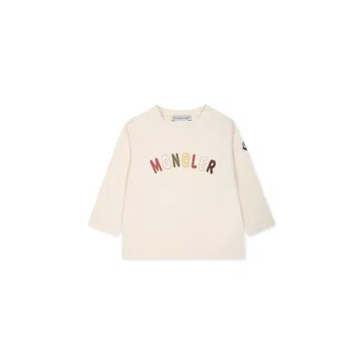 Moncler Ivory T-shirt For Baby Girl With Logo