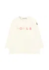 Moncler Ivory T-shirt For Baby Girl With Logo In White