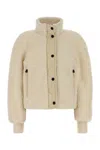 Moncler Teddy Ayles Jacket With Ribbed Collar And Cuffs In Neutral