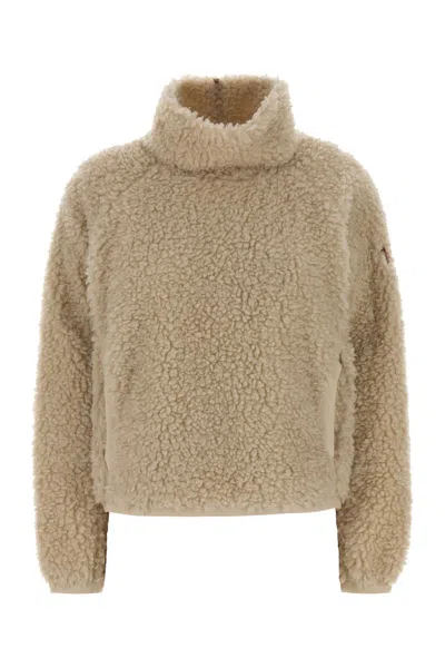 MONCLER IVORY TEDDY FABRIC SWEATSHIRT