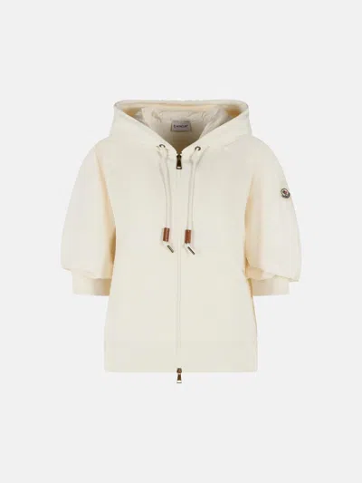 Moncler Kids' Ivory White Cotton Hoodie In Neutral