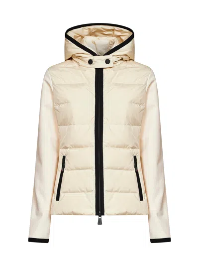 Moncler Ivory White Hooded Padded Zip-up Sweatshirt